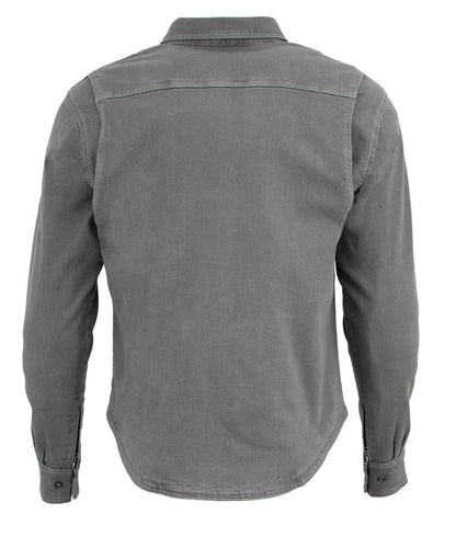 Milwaukee Leather MPM1621 Men's Grey Long Sleeve Flannel Biker Shirt w/ CE Armor - Reinforced w/ Aramid Fibers