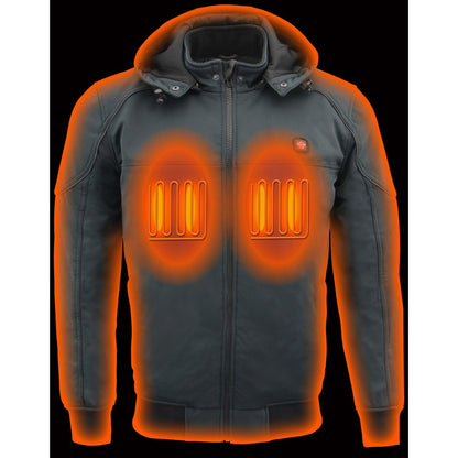 Nexgen Heat MPM1761SET Men’s Black 'Heated' Soft Shell Racing Style Motorcycle Heated Jacket for Riding w/ Battery