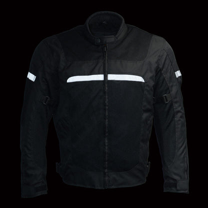Milwaukee Leather MPM1794 Black Armored Mesh Racer Jacket with Reflective Piping for Men - All Season Jacket