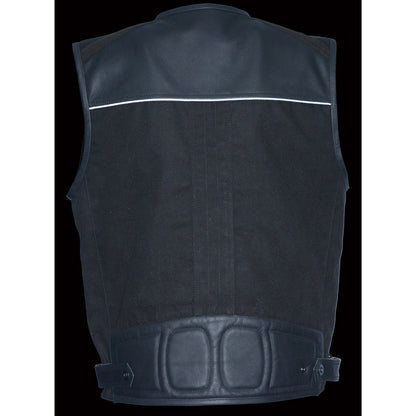 Milwaukee Leather MPM3310 Men's 'Super Utility' Black Leather and Canvas Multi-Pocket Vest