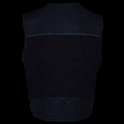 Milwaukee Leather MPM3310 Men's 'Super Utility' Black Leather and Canvas Multi-Pocket Vest