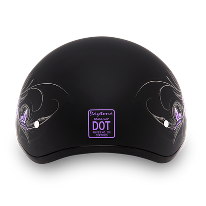 DOT Approved Daytona Motorcycle Half Face Helmet - Skull Cap Graphics for Men & Women, Scooters, ATVs, UTVs & Choppers - W/ Wild At Heart