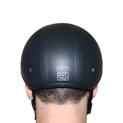 D.O.T. Daytona Skull Cap W/O Visor- Leather Covered