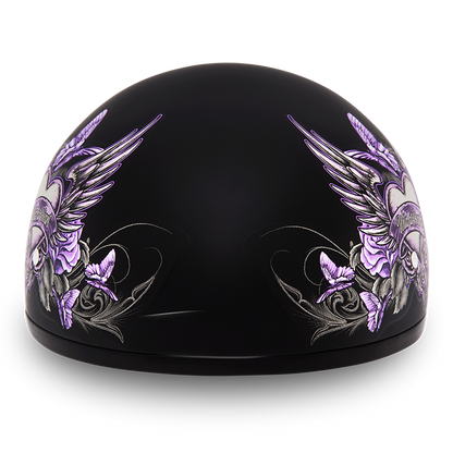 DOT Approved Daytona Motorcycle Half Face Helmet - Skull Cap Graphics for Men & Women, Scooters, ATVs, UTVs & Choppers - W/ Wild At Heart