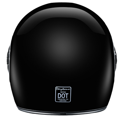 DOT Daytona Retro Full Face Motorcycle Helmet: Vintage Style for Men, Women, & Youth - Hi-Gloss Black w/ Chrome Accents
