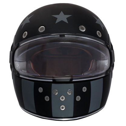 DOT Daytona Retro Full Face Motorcycle Helmet: Vintage Style for Men, Women, & Youth - W/ Captain America Stealth