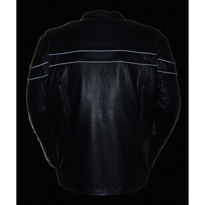 Milwaukee Leather SH1408 Men's Sporty Crossover Vented Black Motorcycle Leather Scooter Jacket