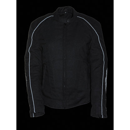 Milwaukee Leather SH1954 Women's Black and Red Textile Jacket with Stud and Wings Detailing