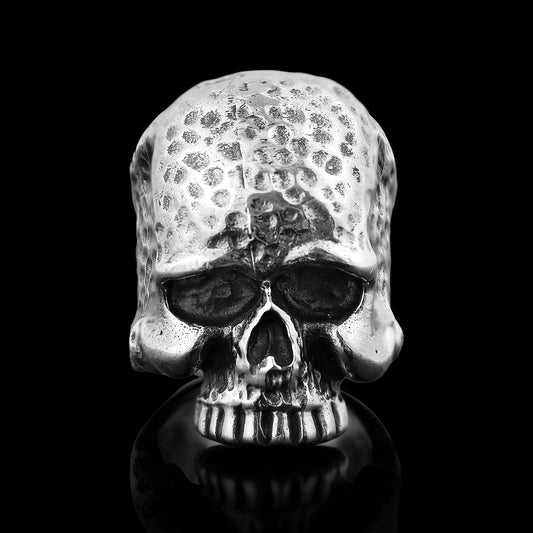 Sterling Silver Hammered Texture Skull Ring